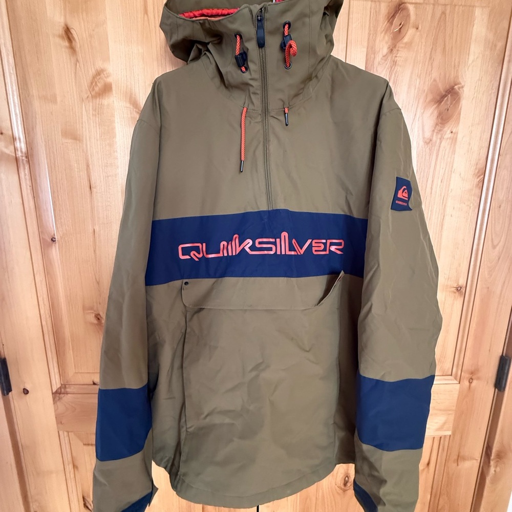 Quiksilver Men's Khaki and Blue Ski Jacket